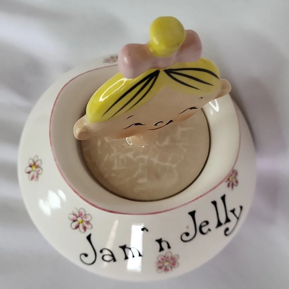 Vintage Kitsch Jam n Jelly Jar 1950s 1960s Jolly Jar Made In Japan Crazing